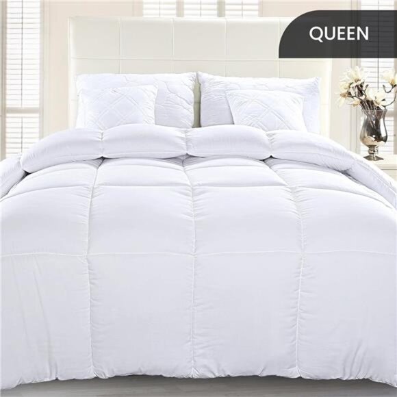 Bedding Comforter Duvet Insert, Quilted Comforter with Corner Tabs, Box Stitched - Picture 2 of 7